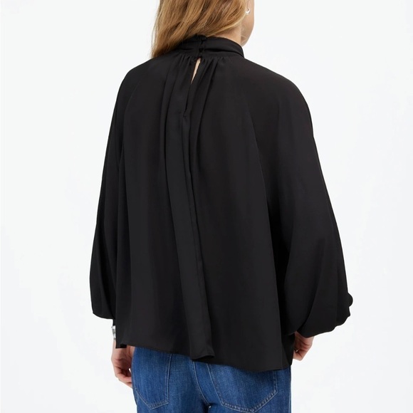 Madewell Turtleneck Long-Sleeve Top in Chiffon in True black size M NWT NT228 - Picture 5 of 15